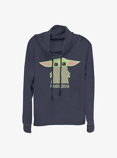 Star Wars The Mandalorian Child Covered Face Cowl Neck Long-Sleeve Womens Top