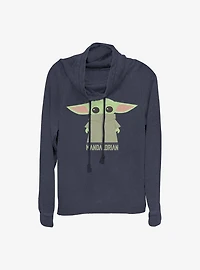 Star Wars The Mandalorian Child Covered Face Cowl Neck Long-Sleeve Womens Top