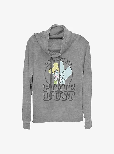 Disney Tinker Bell Get That Pixie Dust Cowl Neck Long-Sleeve Womens Top
