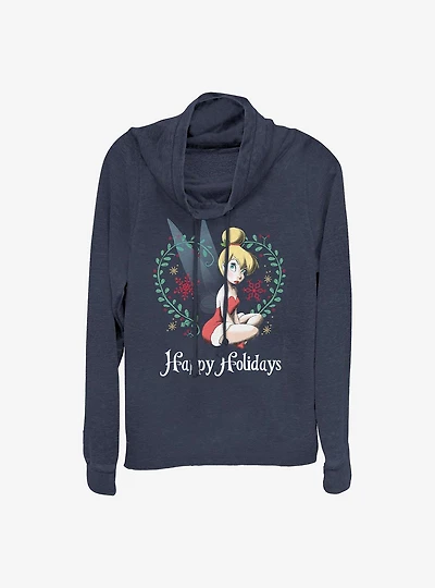 Disney Tinker Bell Tink Holiday Cowl Neck Long-Sleeve Womens Top