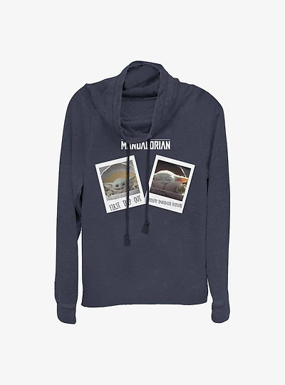 Star Wars The Mandalorian Travel Pics Cowl Neck Long-Sleeve Womens Top