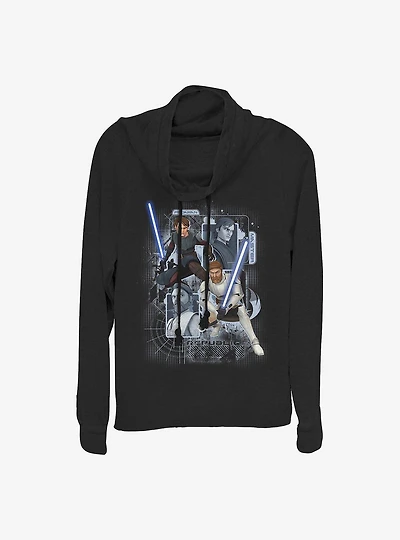 Star Wars: Clone Wars Schematic Shot Cowl Neck Long-Sleeve Womens Top