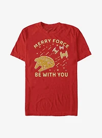 Star Wars Gingerbread Falcon Merry Force Be With You T-Shirt