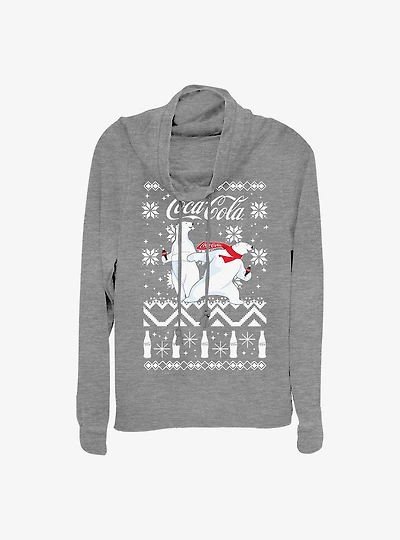 Coke Holiday Bears Cowlneck Long-Sleeve Girls Top