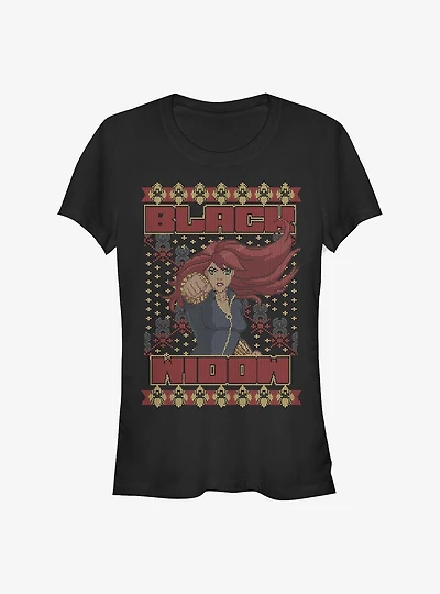 Marvel Black Widow Ugly Holiday Girls T-Shirt