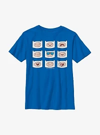 Adventure Time Finn Many Faces Youth T-Shirt