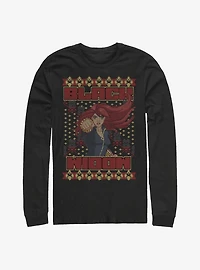 Marvel Black Widow Christmas Holiday Pattern Long-Sleeve T-Shirt