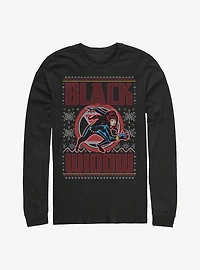 Marvel Black Widow Christmas Holiday Pattern Long-Sleeve T-Shirt