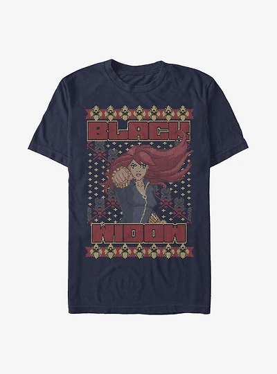 Marvel Black Widow Christmas Holiday Pattern T-Shirt