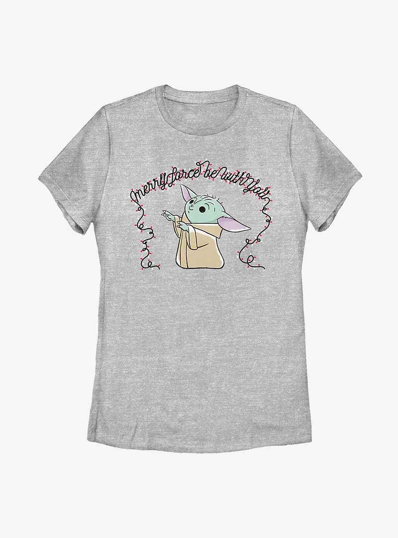 Star Wars The Mandalorian Child Force Be With You Lights Womens T-Shirt