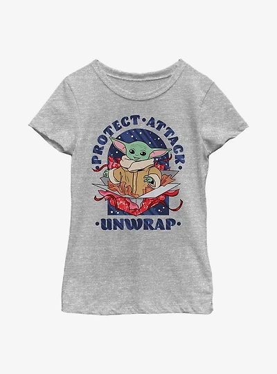 Star Wars The Mandalorian Child Protect Attack Unwrap Youth Girls T-Shirt
