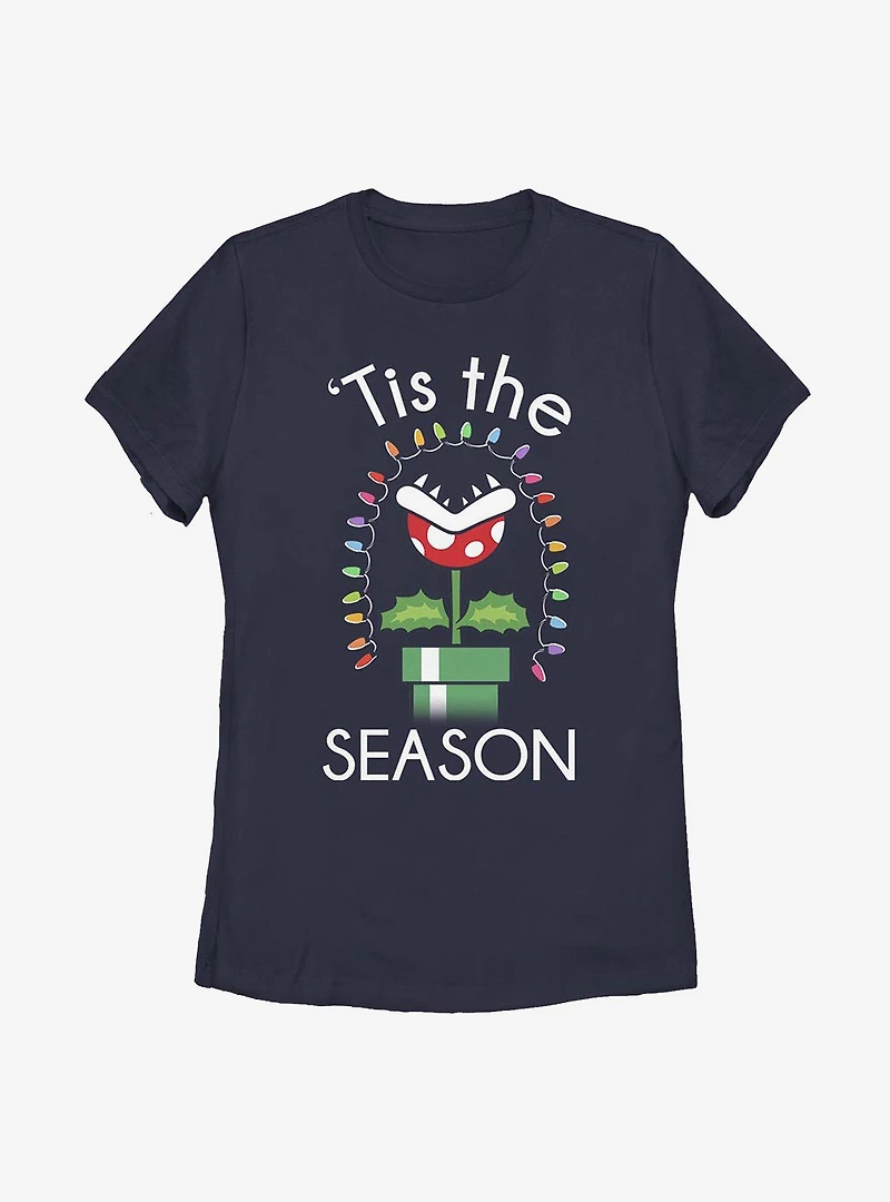 Super Mario Xmas Piranha Womens T-Shirt