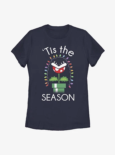 Super Mario Xmas Piranha Womens T-Shirt