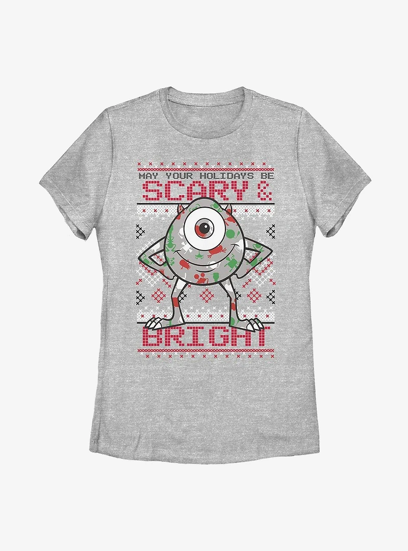 Disney Pixar Monsters, Inc. Mike Holiday Pattern Womens T-Shirt