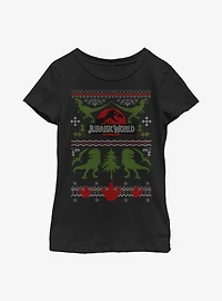Jurassic World Christmas Sweater Pattern Youth Girls T-Shirt