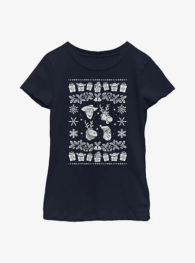 Disney Pixar Toy Story  Christmas Pattern Youth Girls T-Shirt