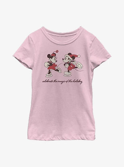 Disney Mickey Mouse Vintage Holiday Skaters Youth Girls T-Shirt