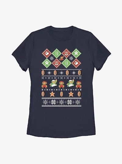 Nintendo The Legend Of Zelda Pixel Christmas Pattern Womens T-Shirt