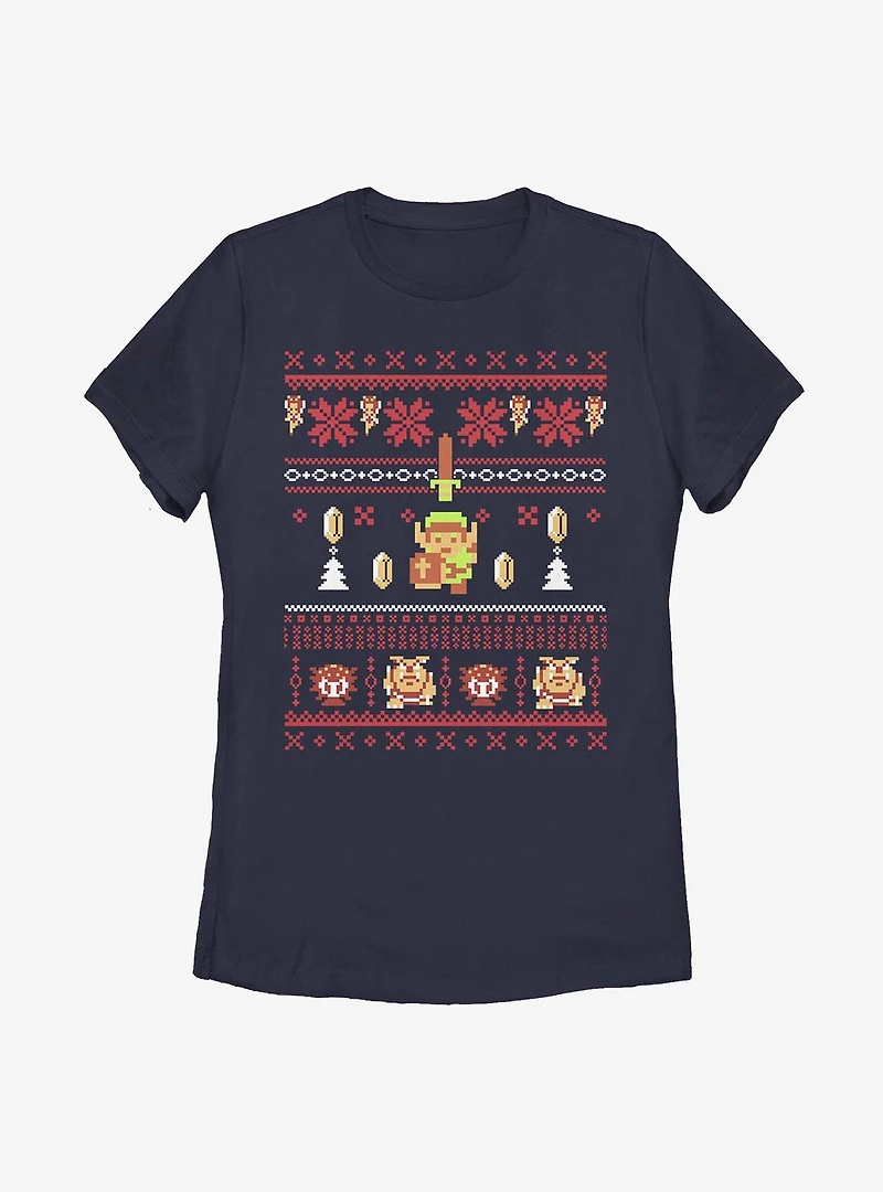 Nintendo The Legend Of Zelda Coins Christmas Pattern Womens T-Shirt