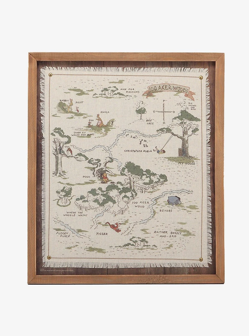 Disney Winnie The Pooh Hundred Acre Wood Map Framed Wood Wall Decor