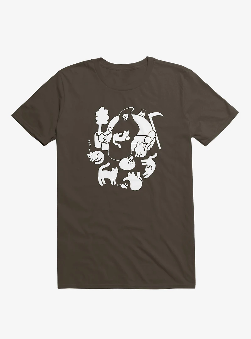 9 Lives Cat Reaper Brown T-Shirt