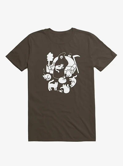 9 Lives Cat Reaper Brown T-Shirt