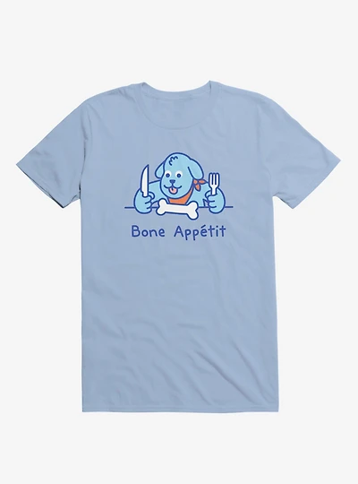 Bone Appetit Dog Light Blue T-Shirt