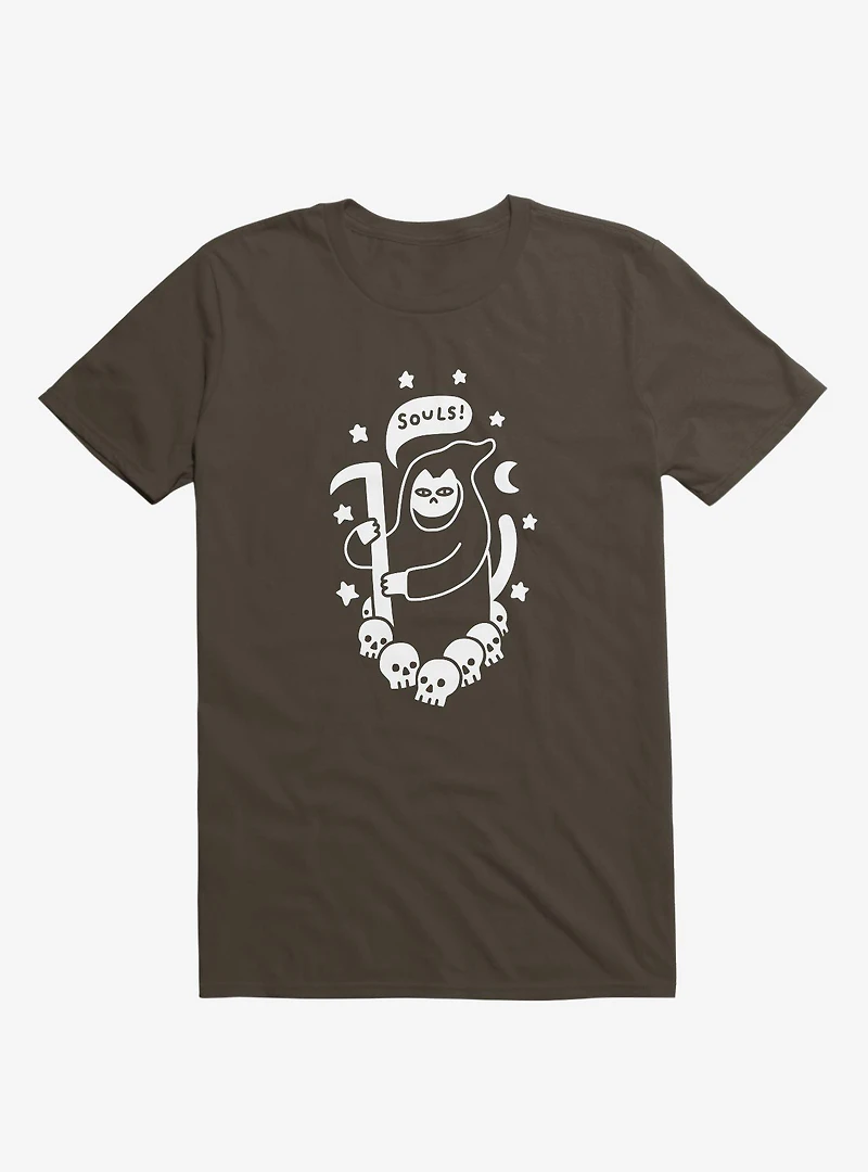 Cat Searching For Souls Reaper Brown T-Shirt
