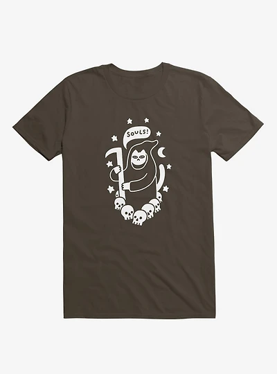 Cat Searching For Souls Reaper Brown T-Shirt