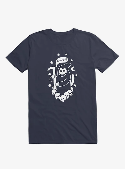 Cat Searching For Souls Reaper Navy Blue T-Shirt