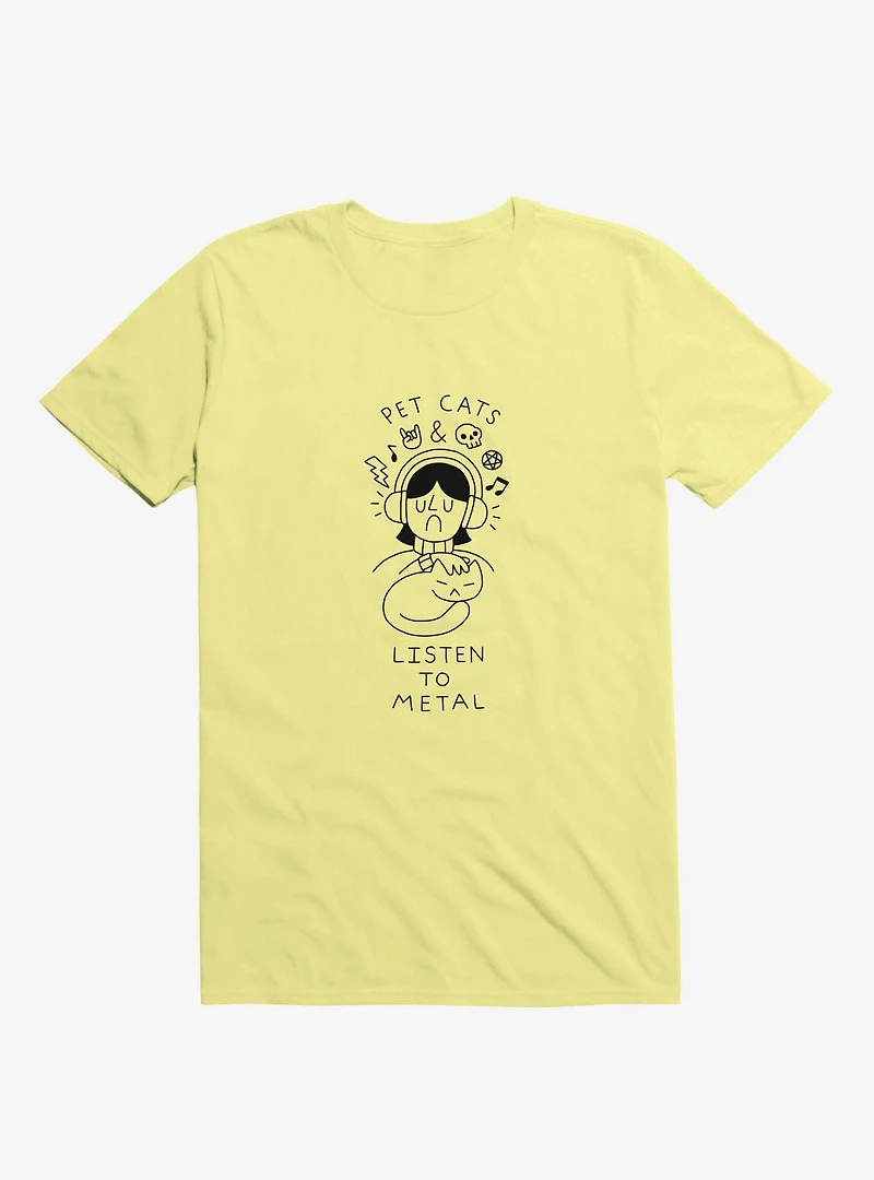 Pet Cats & Listen To Metal Yellow T-Shirt