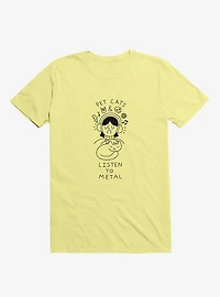 Pet Cats & Listen To Metal Yellow T-Shirt