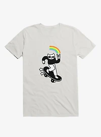 Skater Cat White T-Shirt