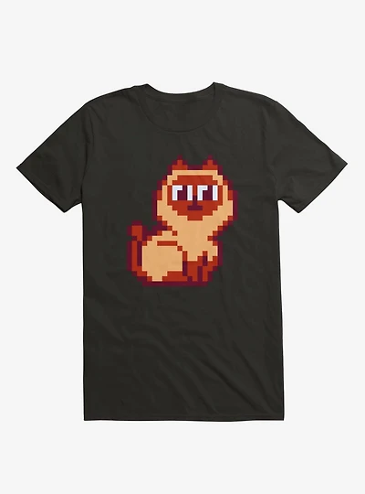 Siamese Cat Pixel Art Black T-Shirt
