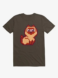 Siamese Cat Pixel Art Brown T-Shirt