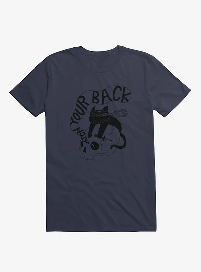 Watch Your Back Cat Navy Blue T-Shirt