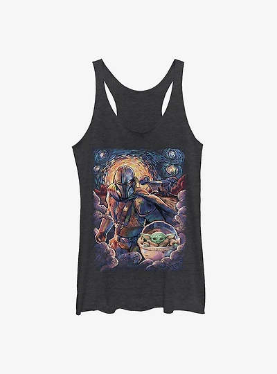 Star Wars The Mandalorian Child Duo Starry Sky Womens Tank Top