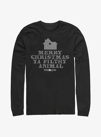 Home Alone Merry Christmas Ya Filthy Animal 8-Bit Long-Sleeve T-Shirt