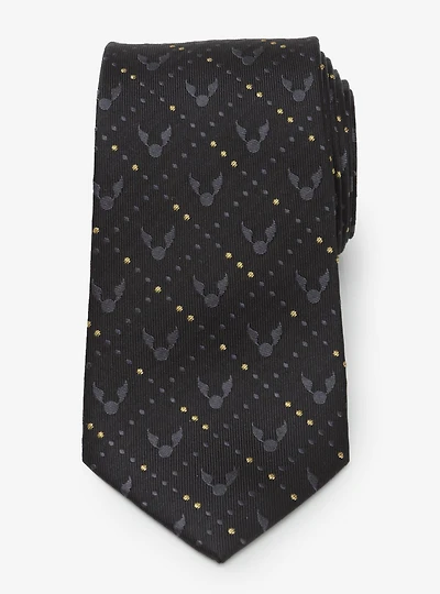 Harry Potter Golden Snitch Black Silk Tie