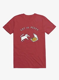 Cat Vs. Pizza Red T-Shirt