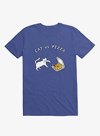 Cat Vs. Pizza Royal Blue T-Shirt