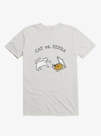 Cat Vs. Pizza White T-Shirt