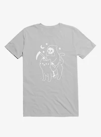 Death Rides A Black Cat Silver T-Shirt