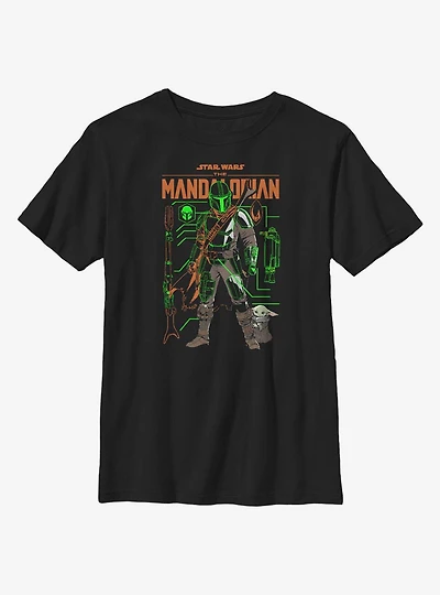 Star Wars The Mandalorian Schemed Up Youth T-Shirt