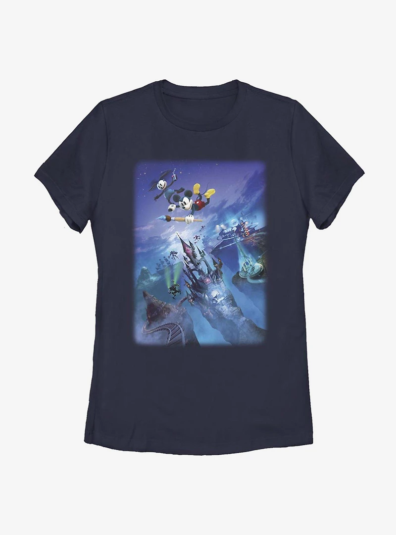 Disney Epic Mickey Castle Flight Womens T-Shirt