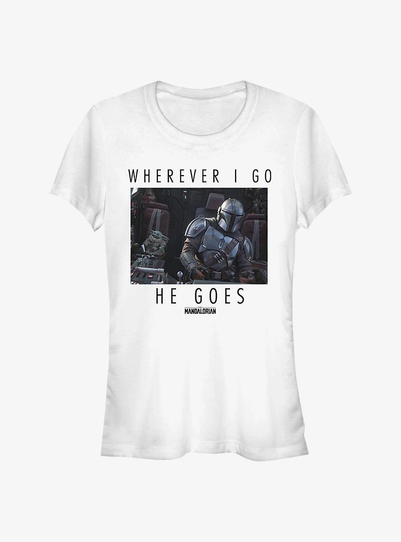 Star Wars The Mandalorian Child I Go Where He Goes Girls T-Shirt