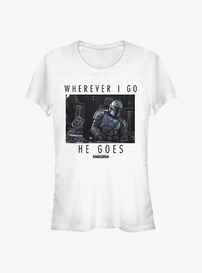 Star Wars The Mandalorian Child I Go Where He Goes Girls T-Shirt
