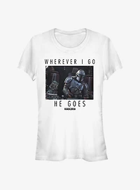 Star Wars The Mandalorian Child I Go Where He Goes Girls T-Shirt