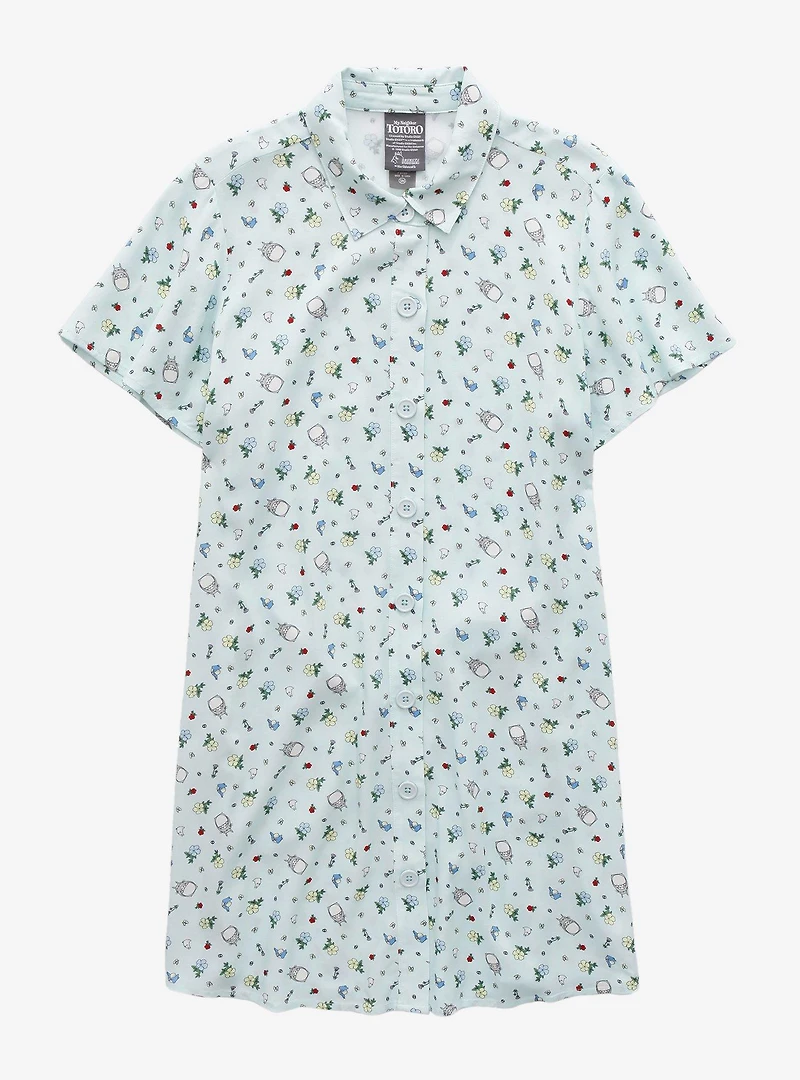 Her Universe Studio Ghibli My Neighbor Totoro Allover Print Button-Front Dress
