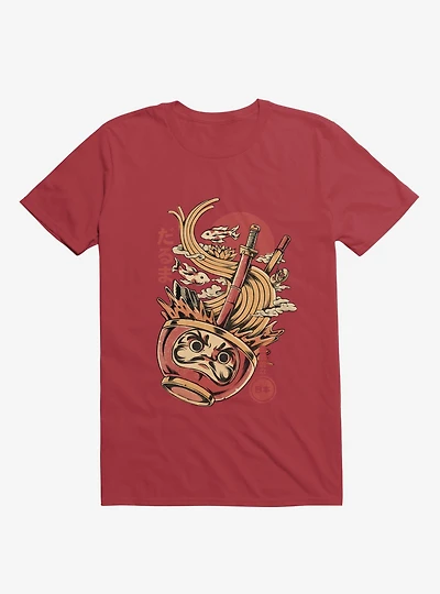 Daruma's Ramen Face Red T-Shirt